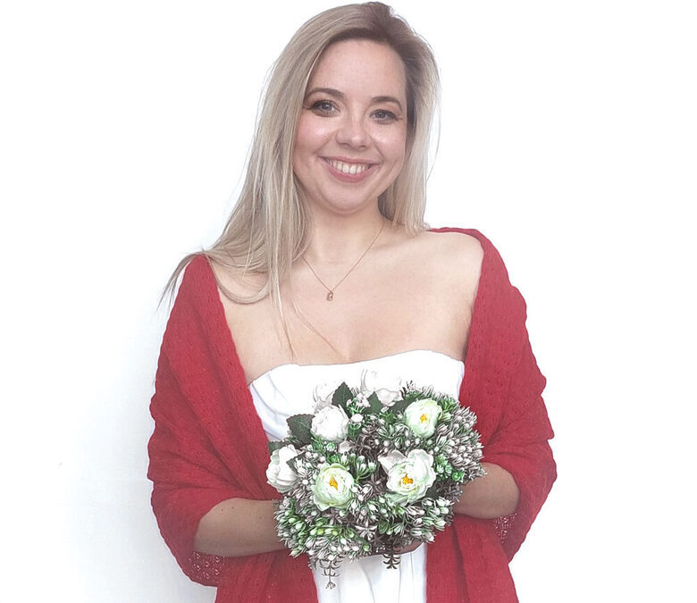 Līgavas plecu šalle adīta sarkanā krāsā, kods WR3